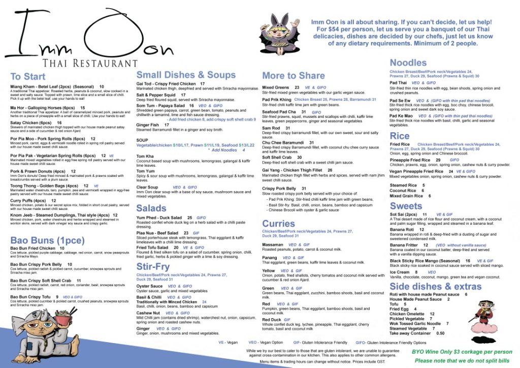 Imm Oon Thai Restaurant Menu nov2025